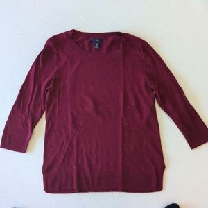 Gap Factory Burgundy Crewneck 3/4 Sleeve Sweater